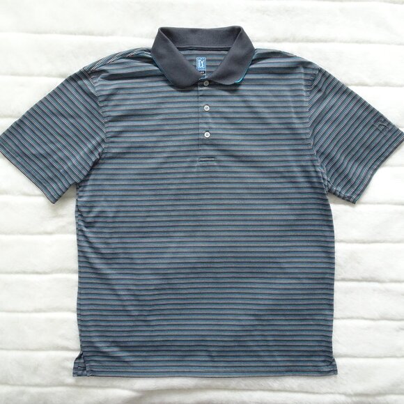 PGA Tour Men's  Polo Blue Large Airflow - Picture 1 of 6